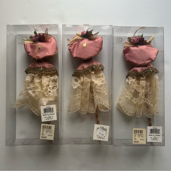 Lot 3 Vintage Kurt S Adler Victorian Porcelain Doll Christmas Ornaments Mauve - Picture 3 of 16